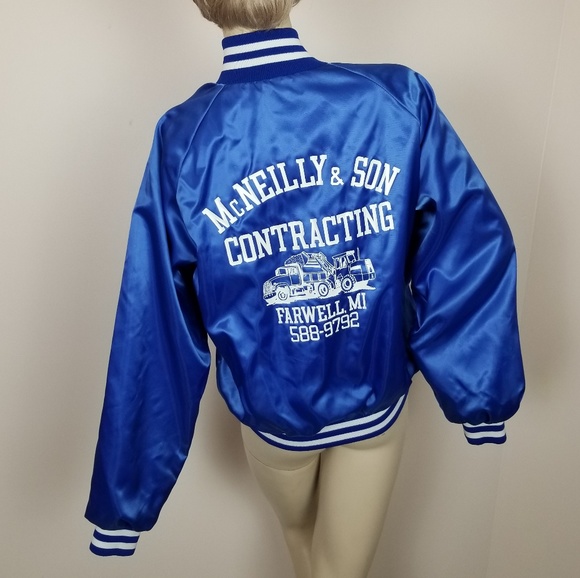 Vintage Jackets & Coats Vintage Blue Bomber Jacket With Name